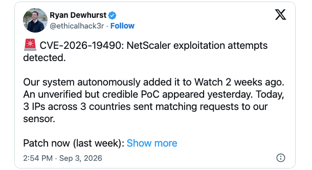 Critical Citrix NetScaler Auth Bypass (CVE-2026-19490) Exploited in the Wild