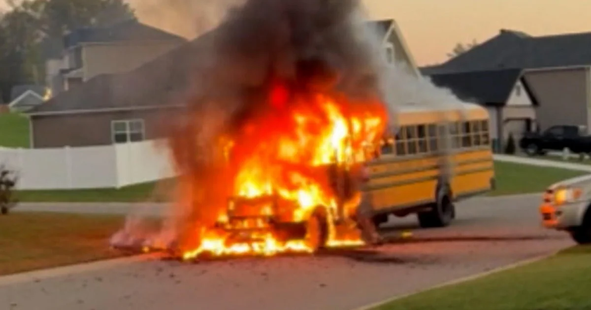 Indiana Bus Driver Saves Kids Before Bus Catches Fire
