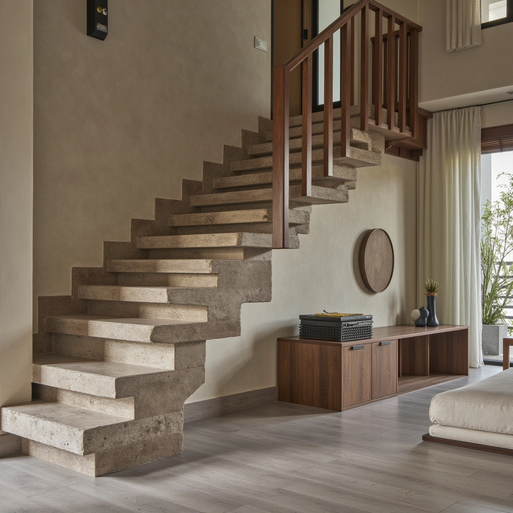 10. Floating Staircase with Stone Treads