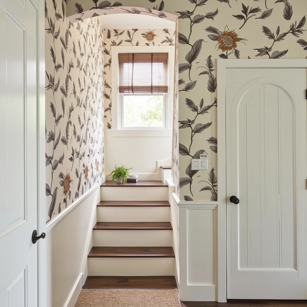 4. Wallpapered Stair Walls: Pattern Play