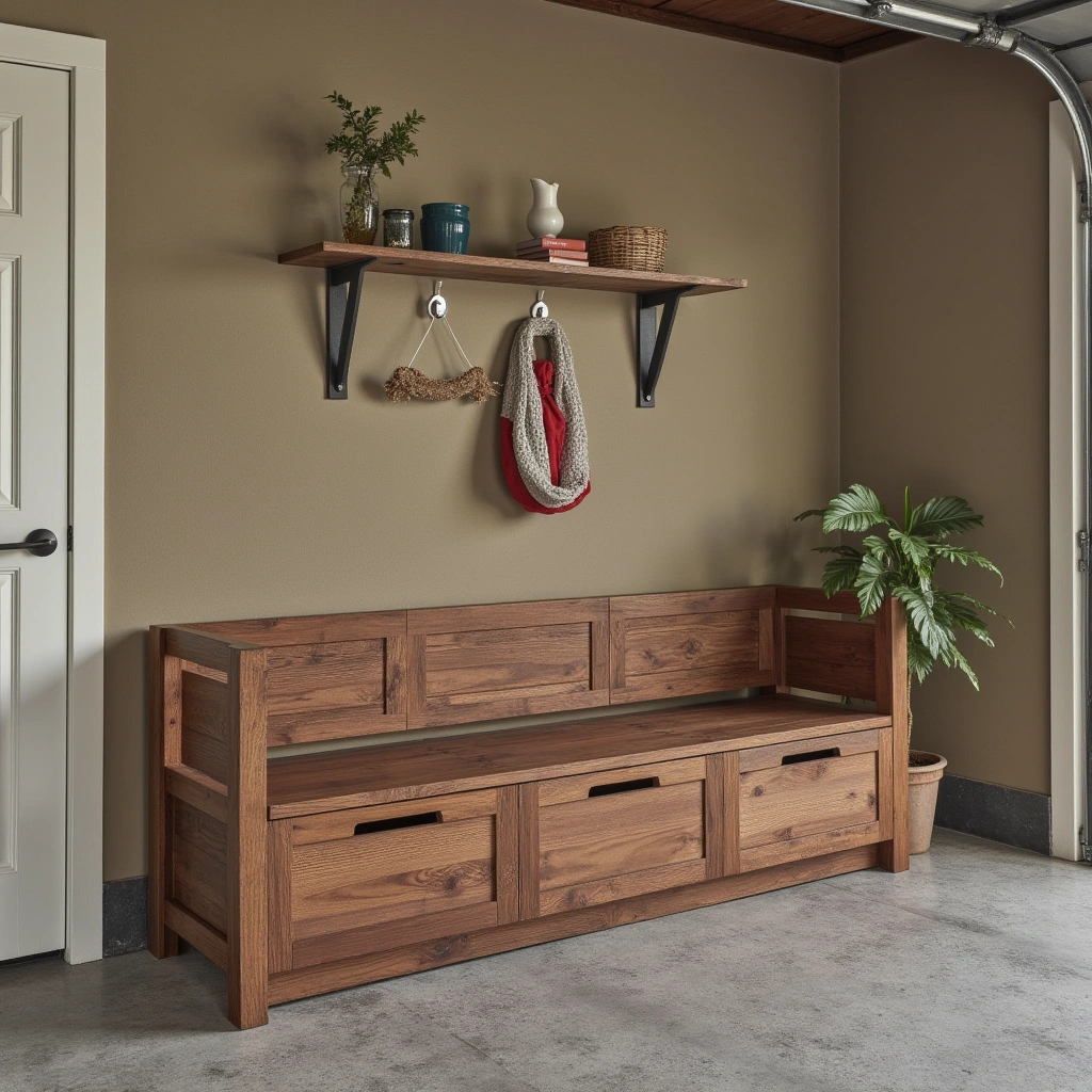1. Classic Wooden Storage Bench with a Rustic Finish