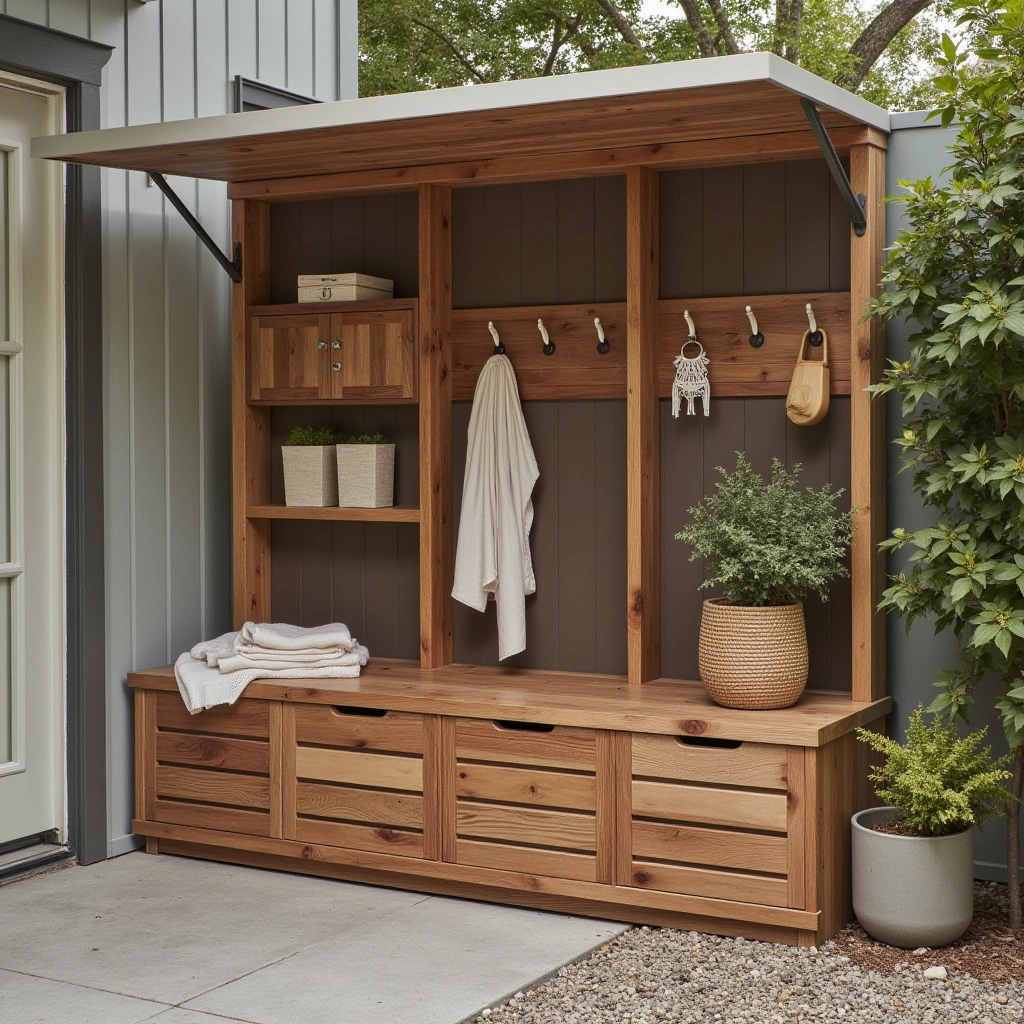 14. Recycled Material Storage Bench for Eco-Friendly Living
