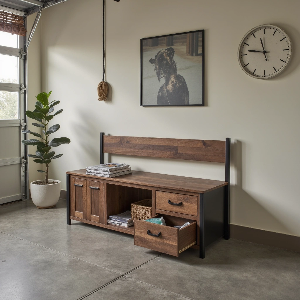 15. Bench with Integrated Backrest and Storage