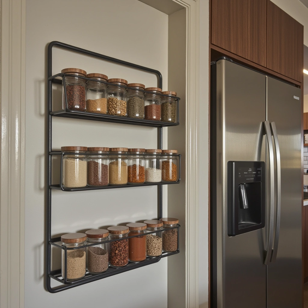 1. Wall-Mounted Magnetic Spice Rack