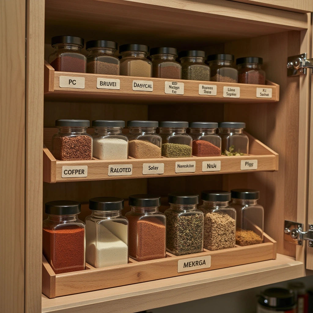 2. Tiered Spice Shelf Organizer for Cabinets