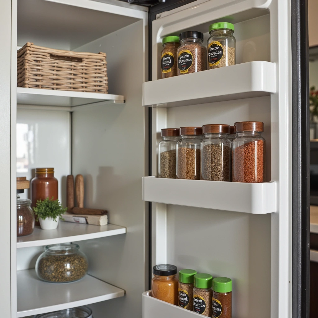 8. Magnetic Spice Jars on Fridge Side