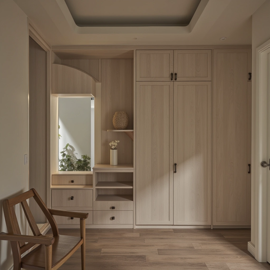 6. Creamy Cabinets in an Eclectic Mix of Colors and Textures
