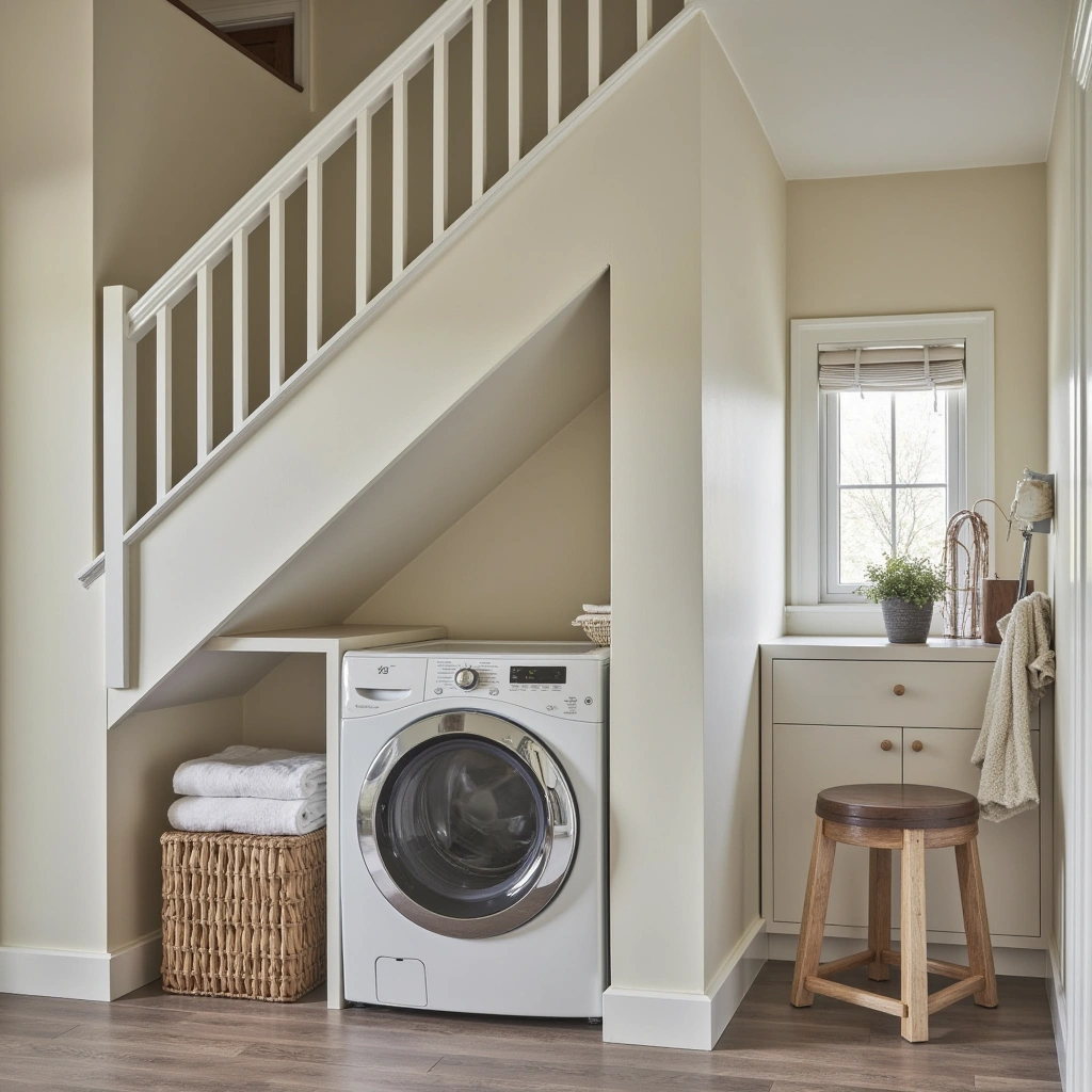 3. Light Beige Shaker Cabinets with Open Wooden Shelves
