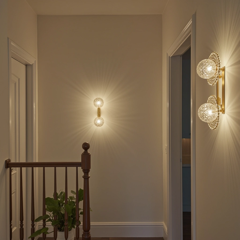 3. Elegant Wall Sconces Along the Staircase