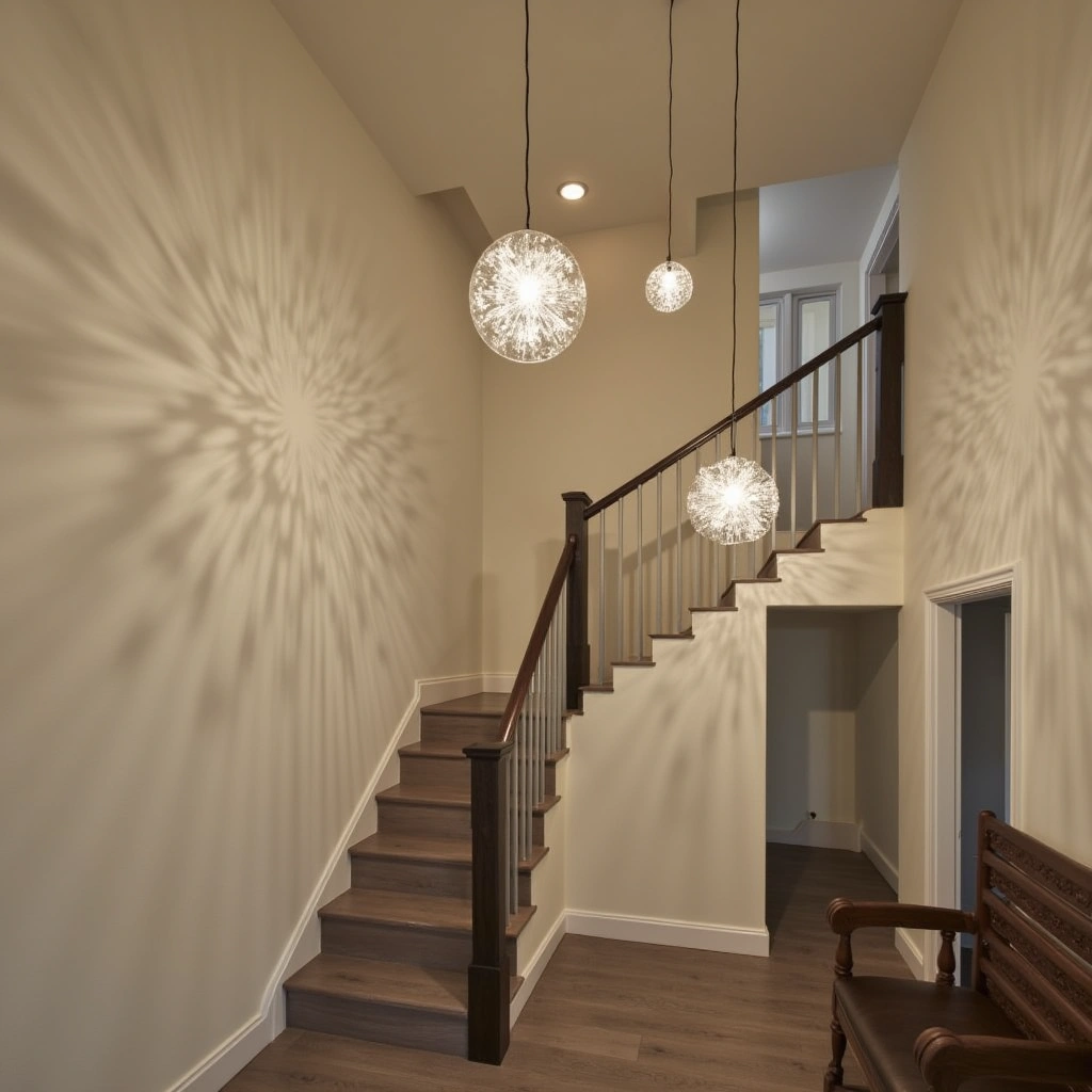 4. Dramatic Pendant Lighting Over Stair Landings