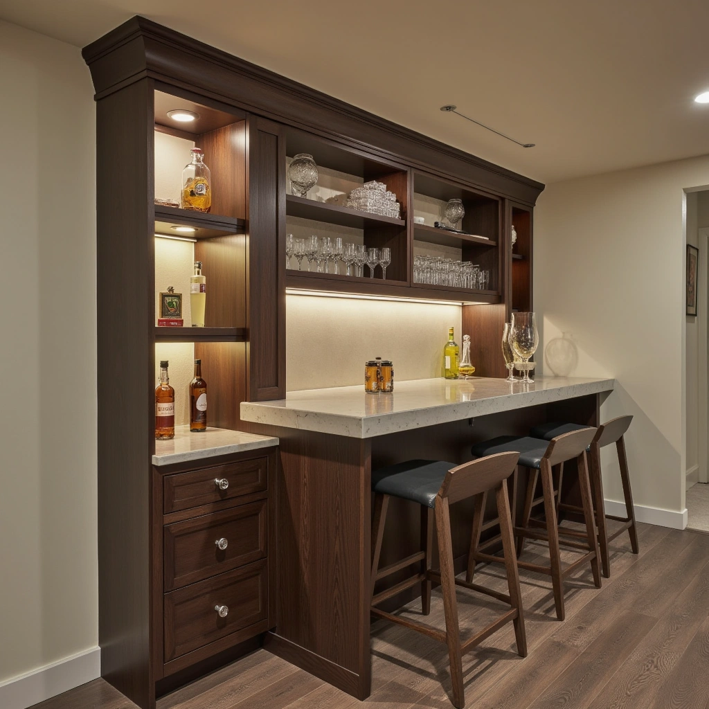 7. Space-Saving Basement Bar