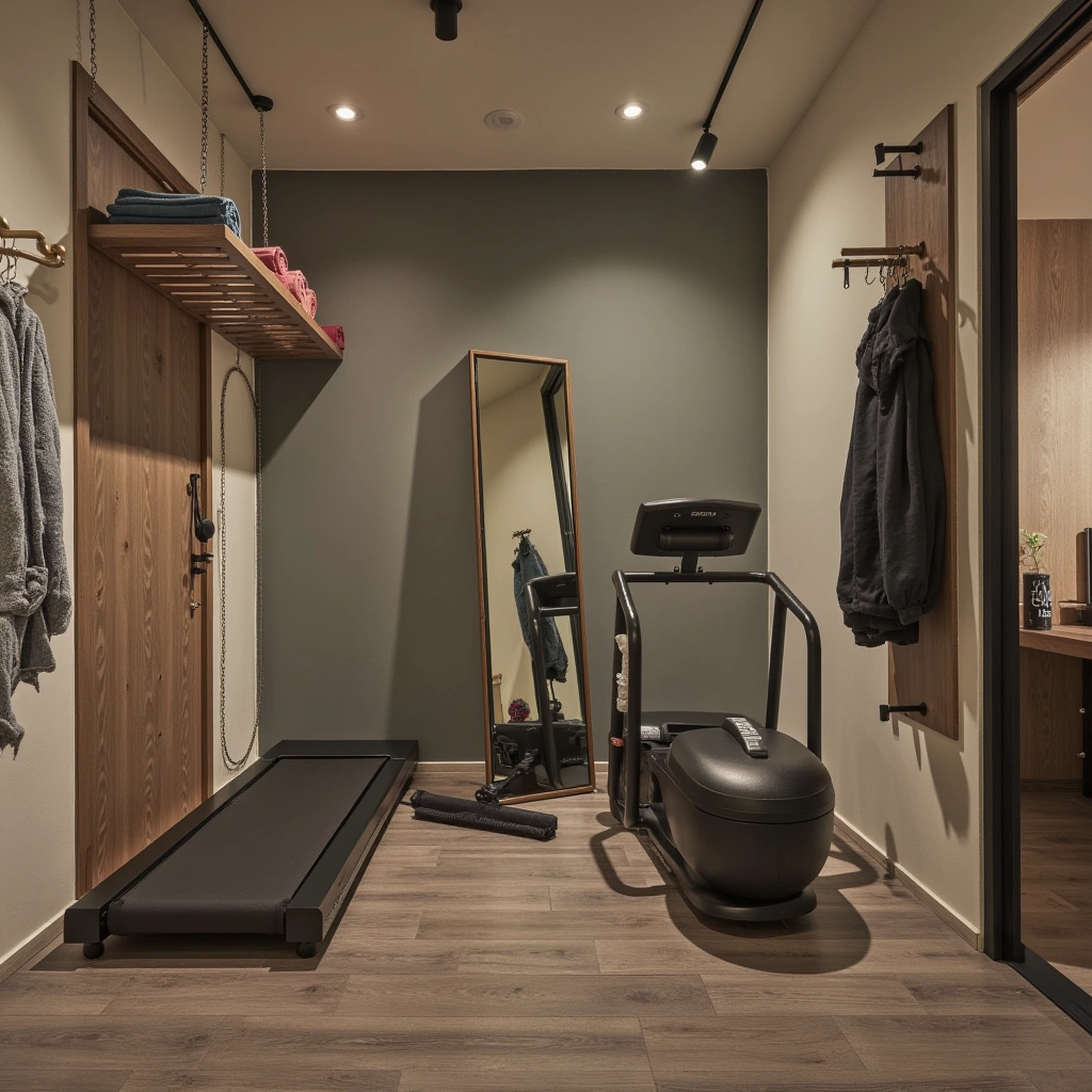 9. Home Gym with Foldable Equipment