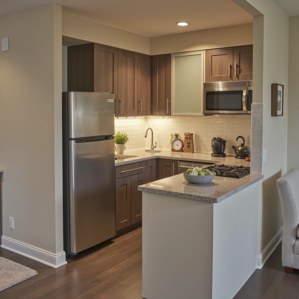 6. Compact Kitchen with Multi-Functional Appliances