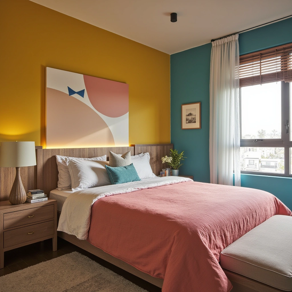 11. Vibrant Color Pop Guest Bedroom
