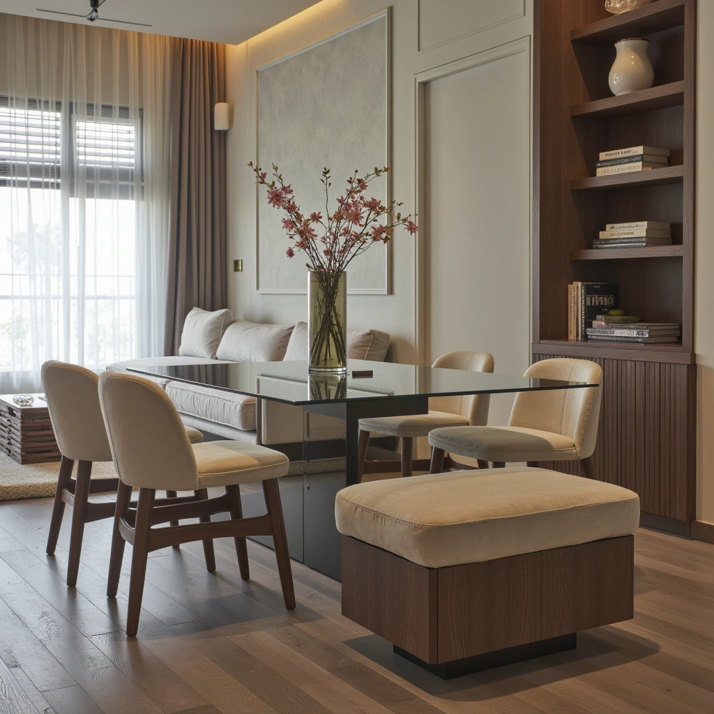 3. Glass Top Floating Dining Table