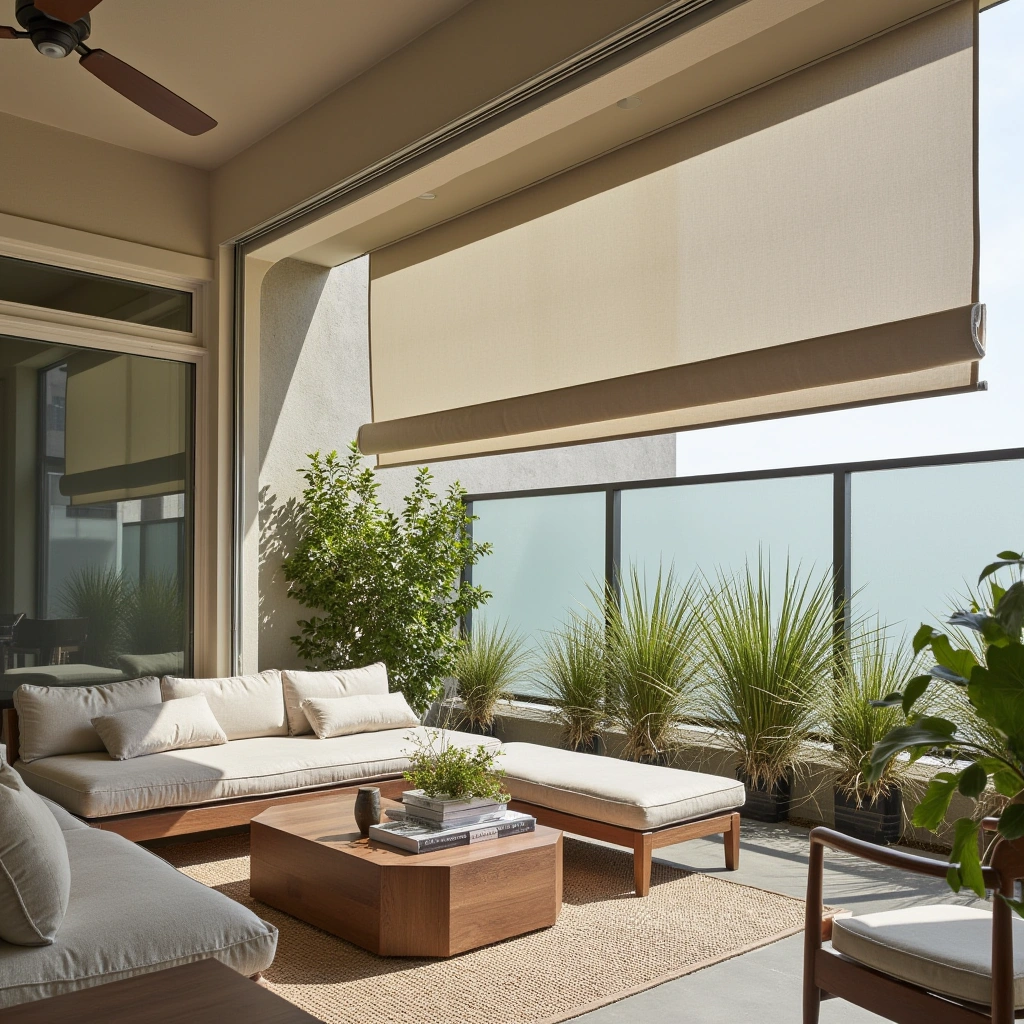 11. Covered Patio with Retractable Awnings for Flexibility