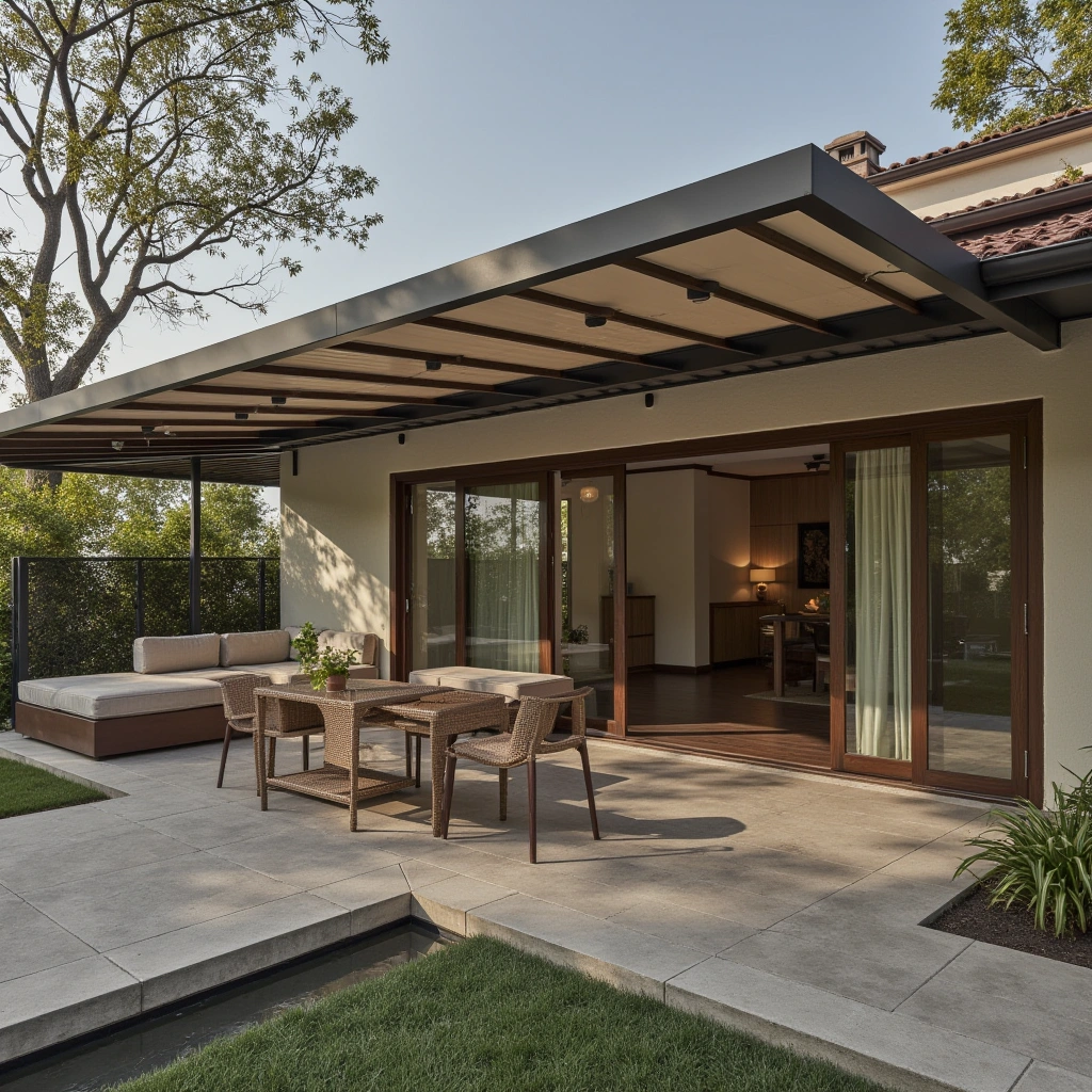 14. Covered Patio with Retractable Roof for All-Weather Use