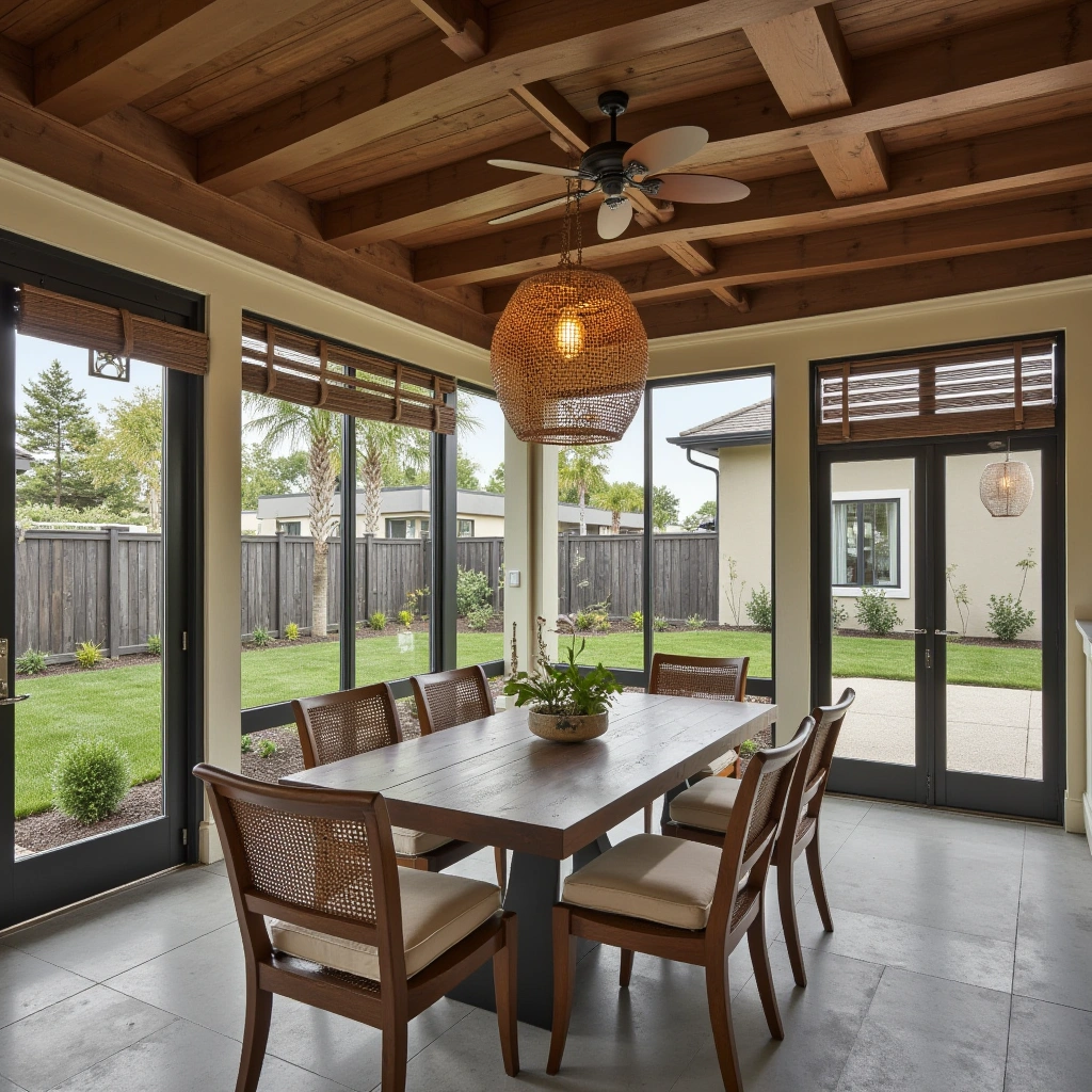19. Covered Patio with Ceiling Fan and Pendant Lighting Combo