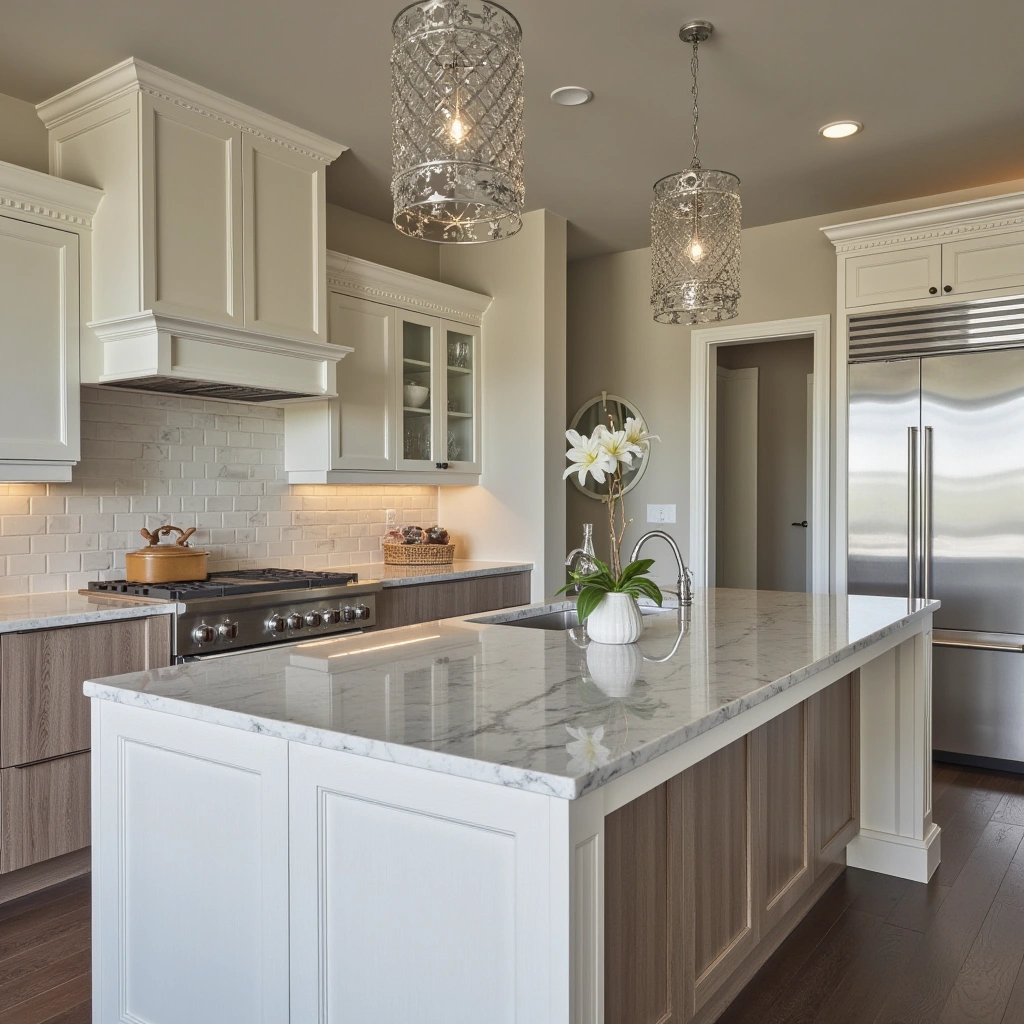 8. Marble or Stone Countertop Island