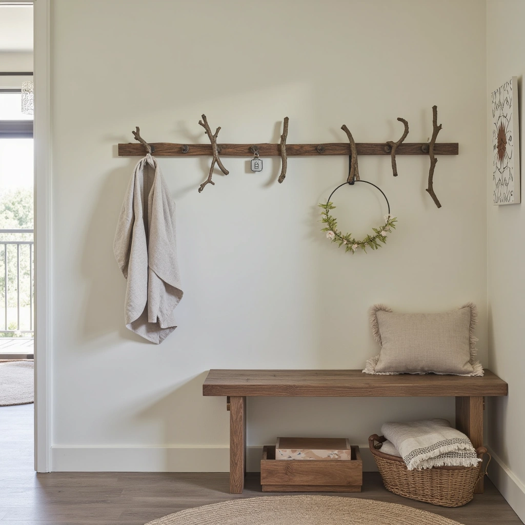 8. Tree Branch Coat Hooks: Nature-Inspired and Artistic