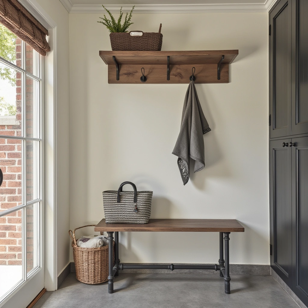 9. Industrial Pipe Coat Hooks: Bold and Functional