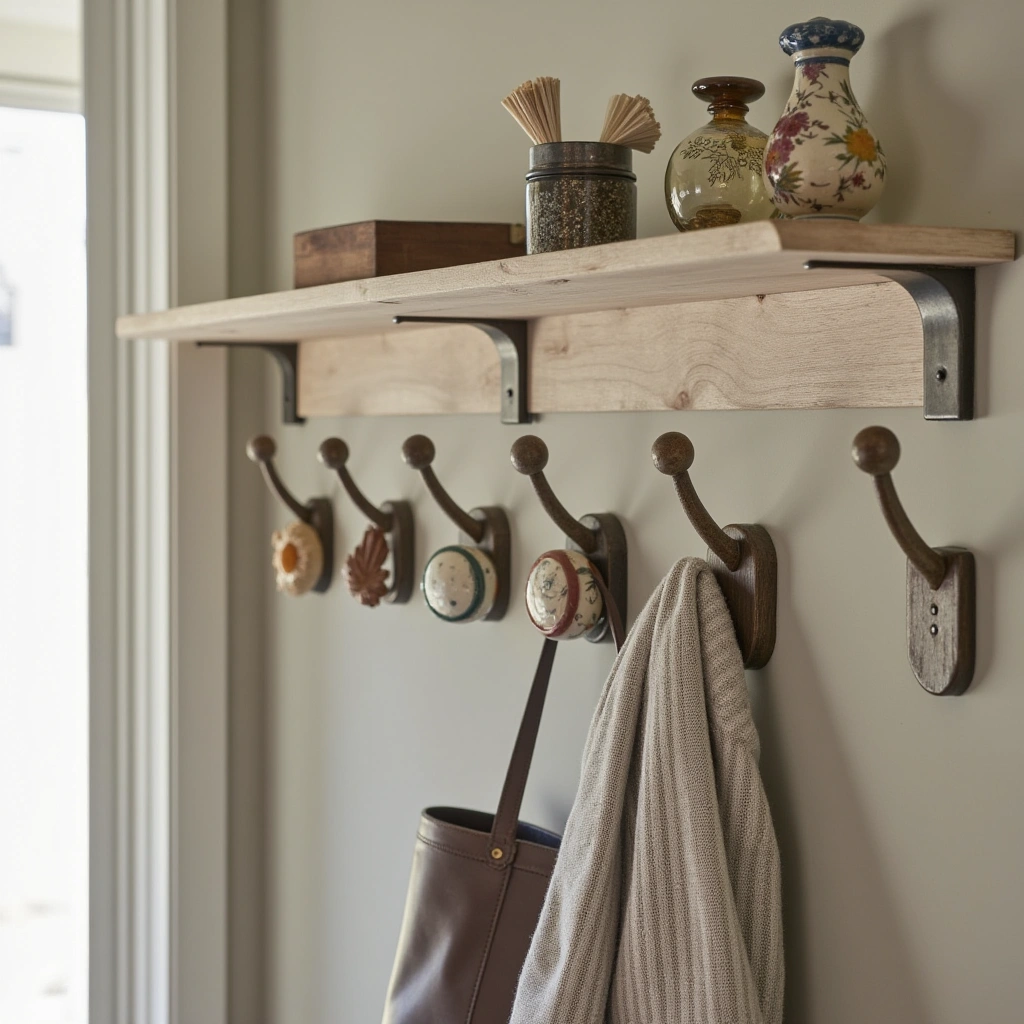 3. Vintage Coat Rack Hooks: Nostalgic Elegance with Utility