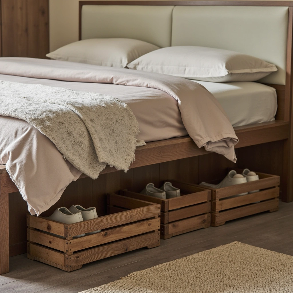 6. Repurposed Shallow Wooden Crates