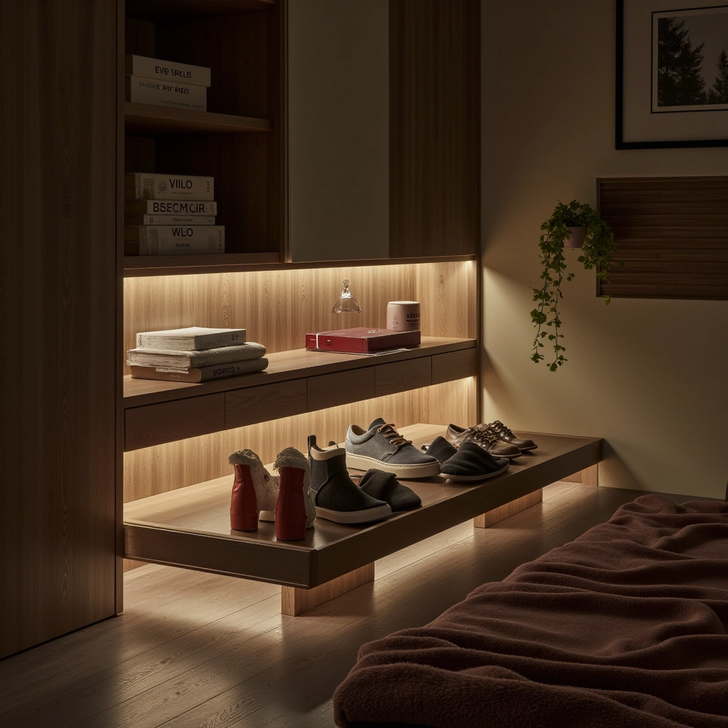 9. LED-Lit Under Bed Shoe Drawers