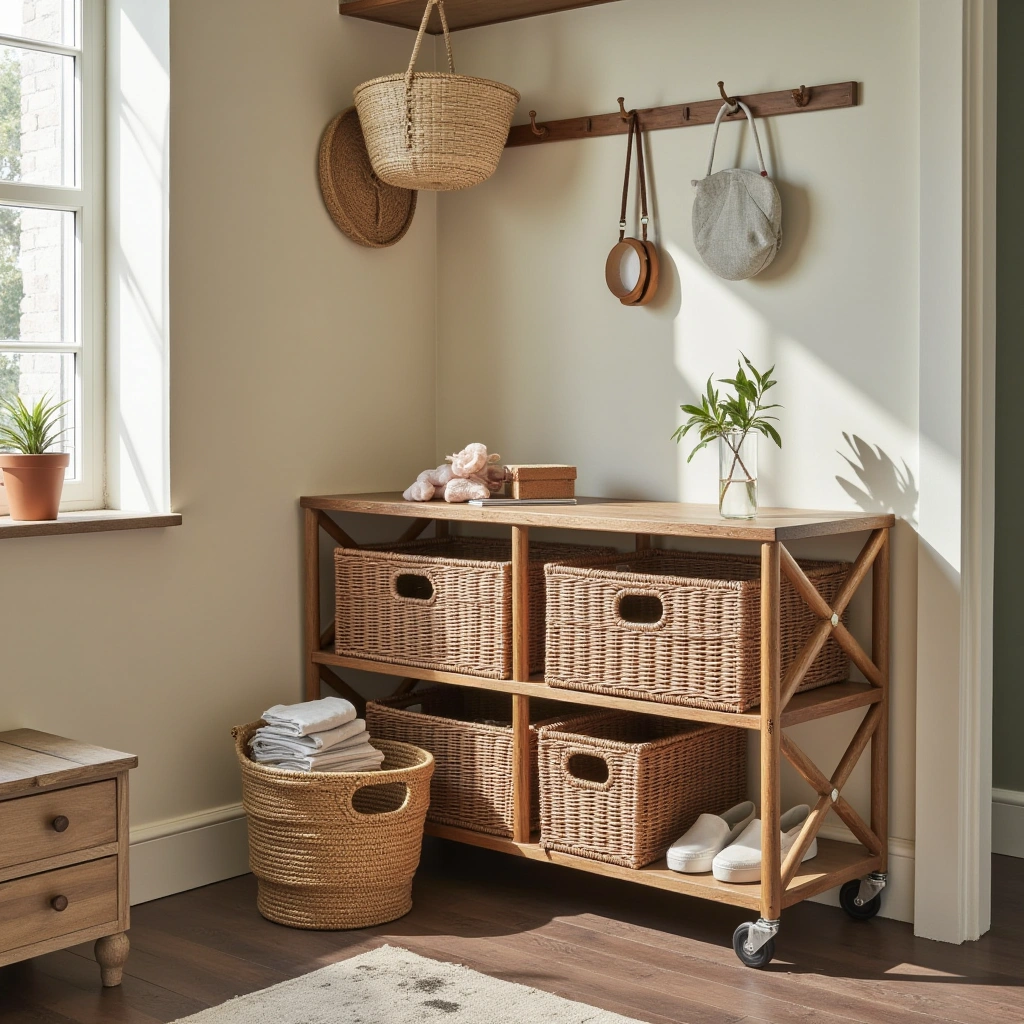 10. Woven Baskets on Casters