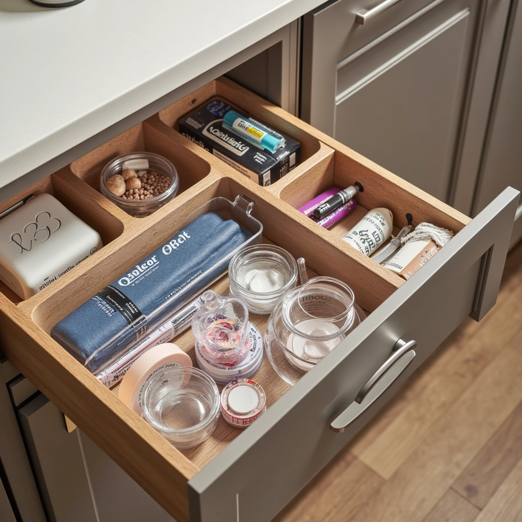 9. Decluttered Junk Drawer with Sectioned Organizers