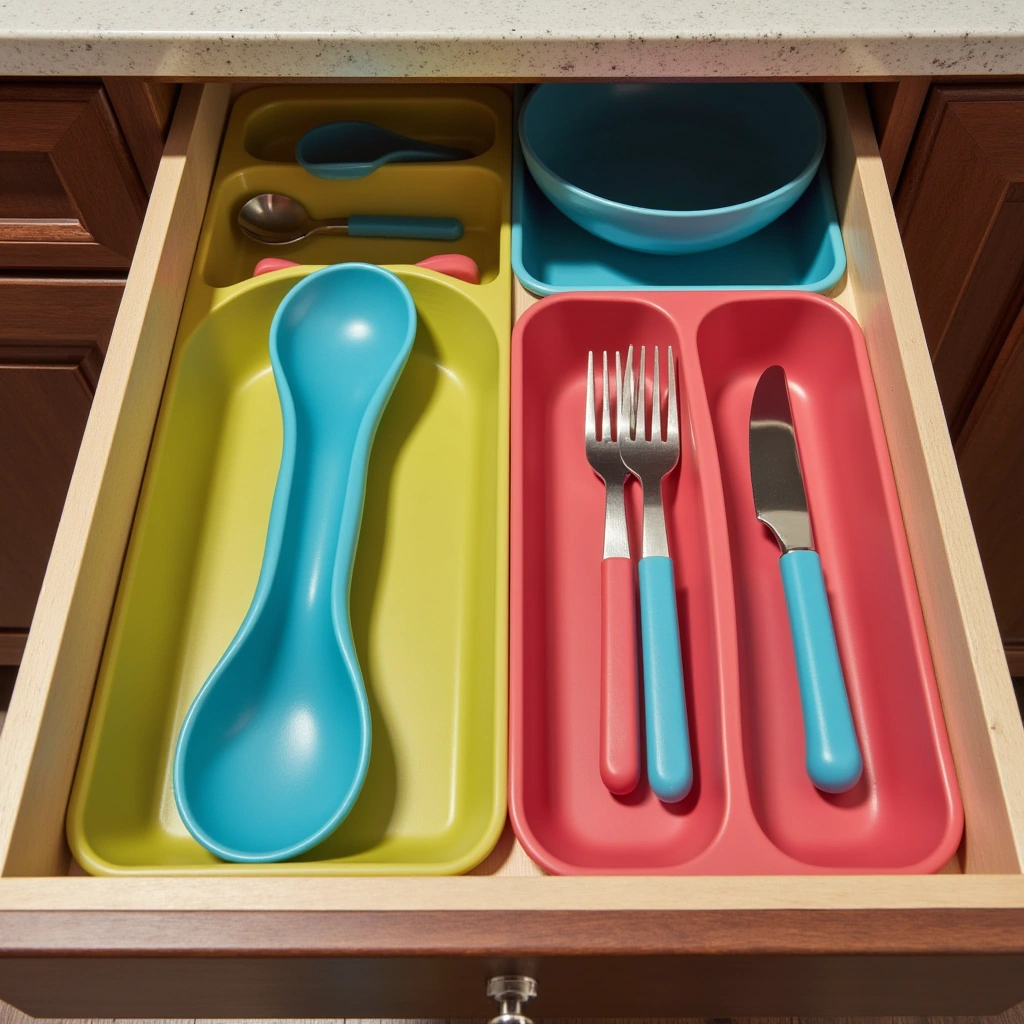 14. Color-Coded Utensil Drawer for Quick Identification