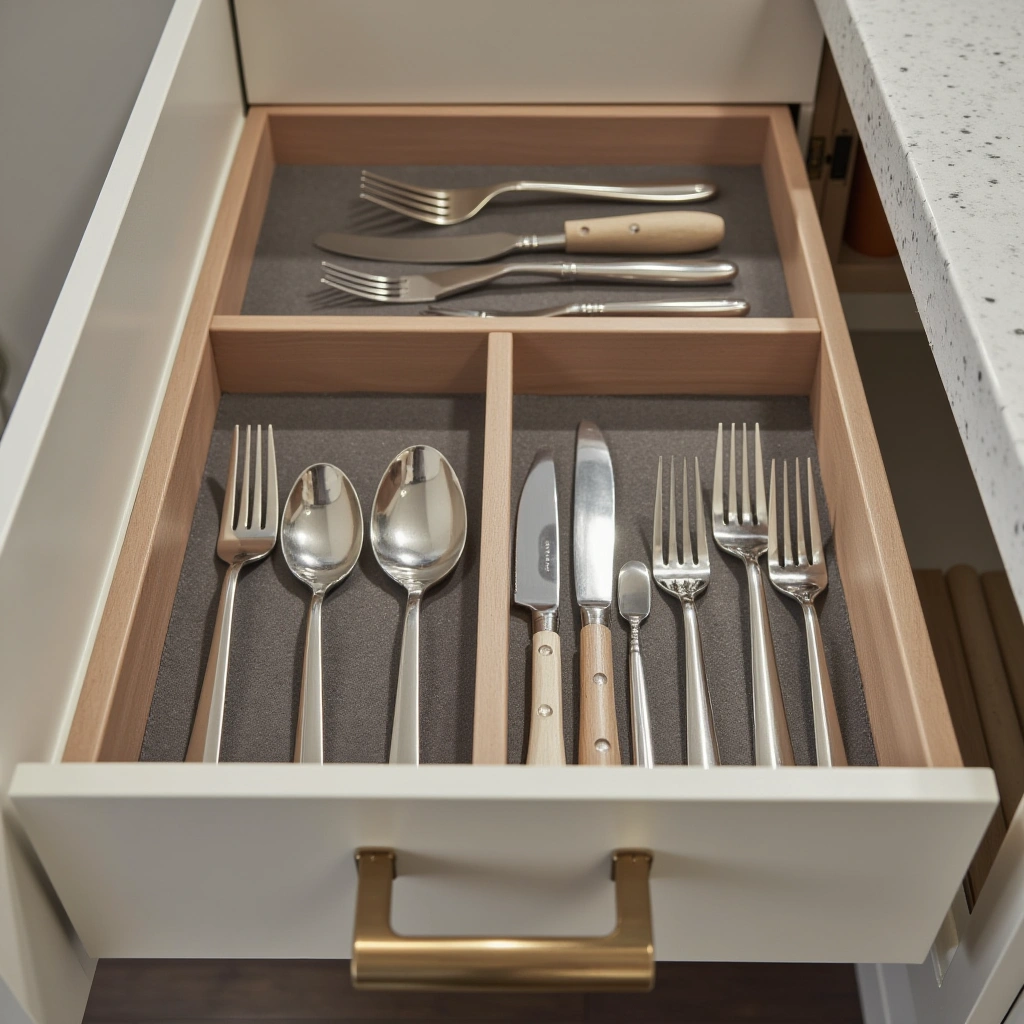 15. Cutlery Drawer with Built-In Felt or Silicone Liner