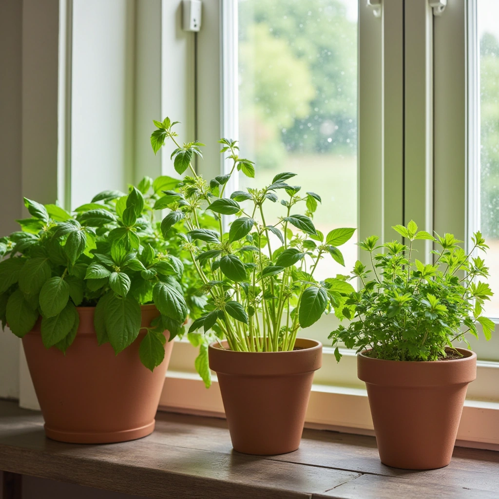 15. Fresh Herbs on Windowsills for Natural Greenery