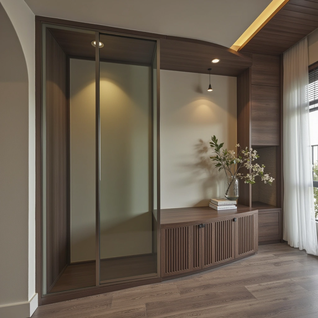 33. Contemporary Glass and Stainless Steel Hall Tree