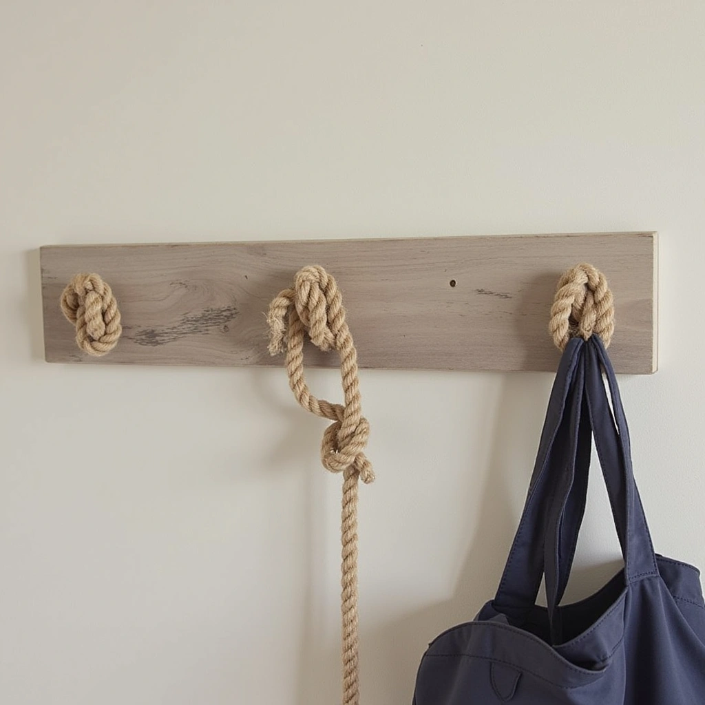 1. Nautical Rope Hooks: Functional Coastal Charm