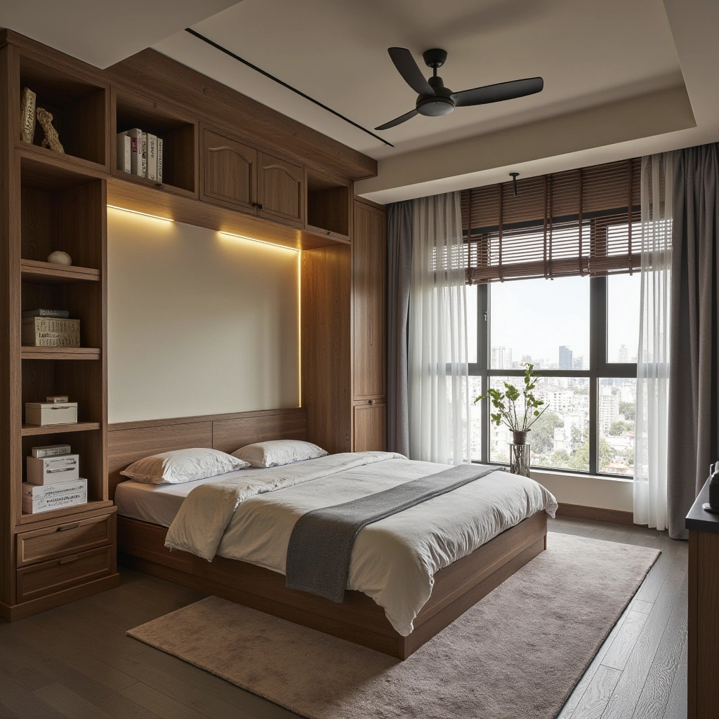 7. Bed with a Bookshelf