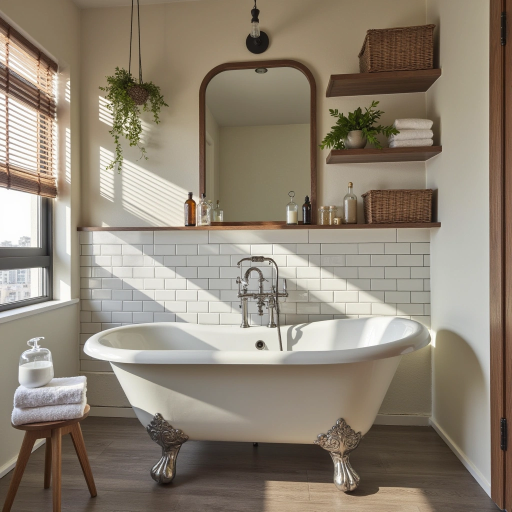 12. Vintage Farmhouse Bathroom: Simple and Inviting