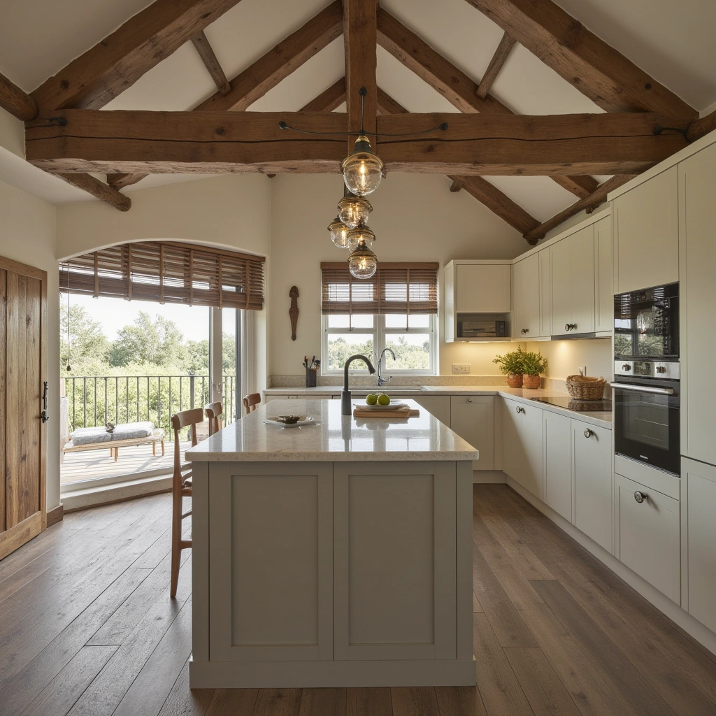 1. Rustic Charm with Exposed Wood Beams