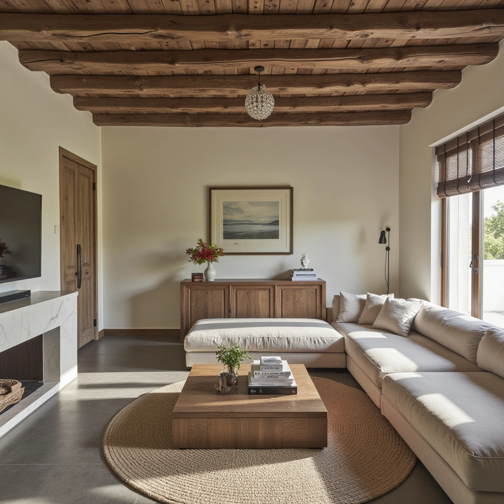 1. Rustic Wood Beams and Natural Materials