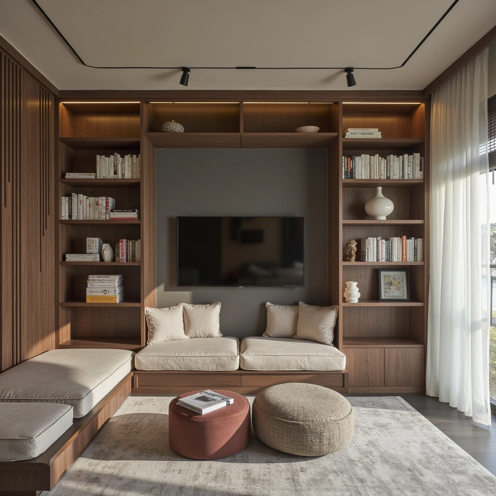 13. Open-Plan Library with Modular Furniture