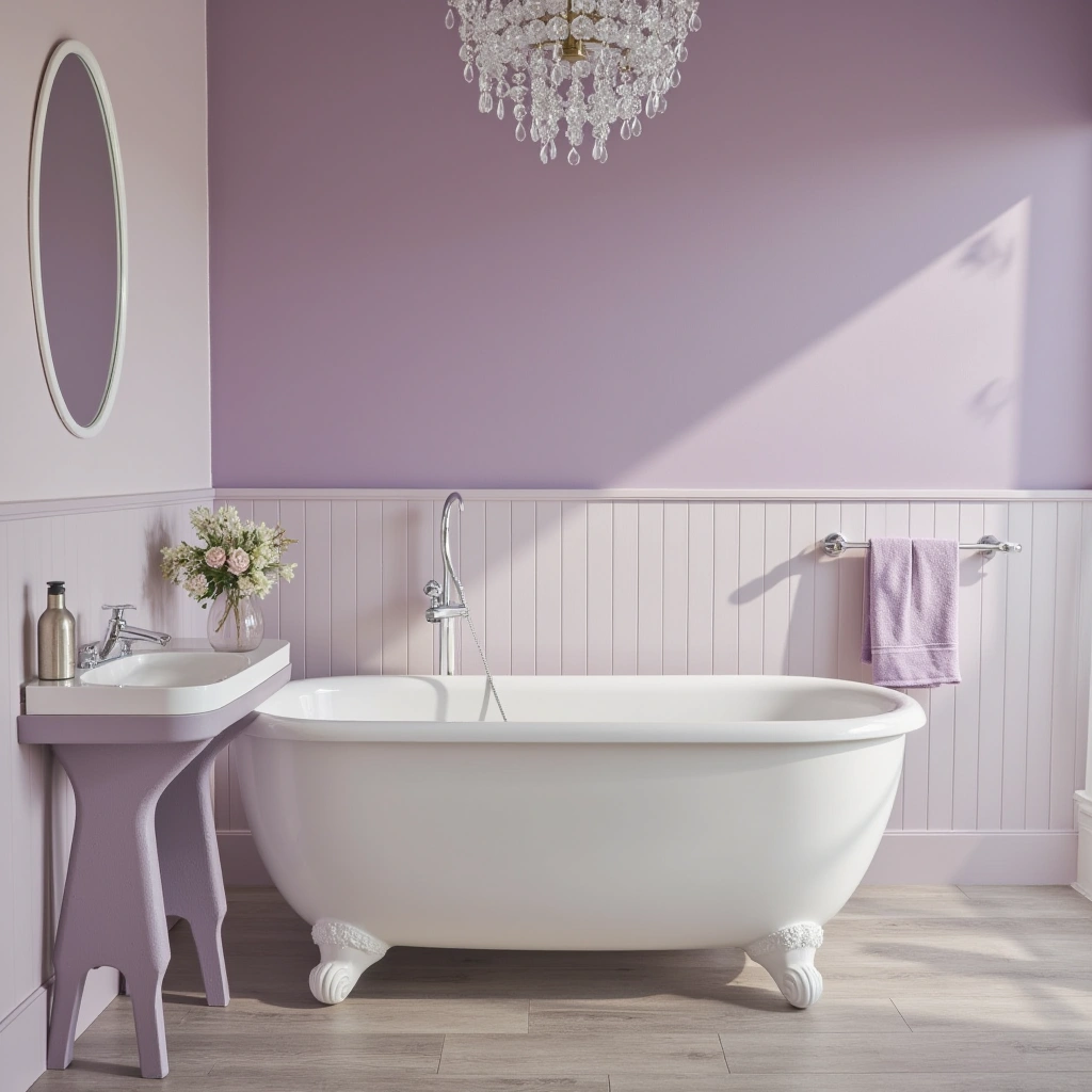 Lavender and White Bathroom
