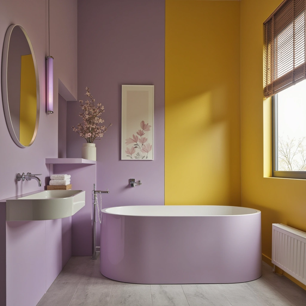 Lavender and Yellow Bathroom