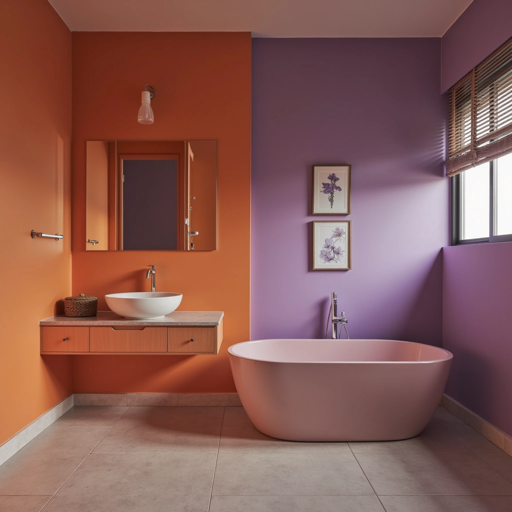 Lavender and Orange Bathroom