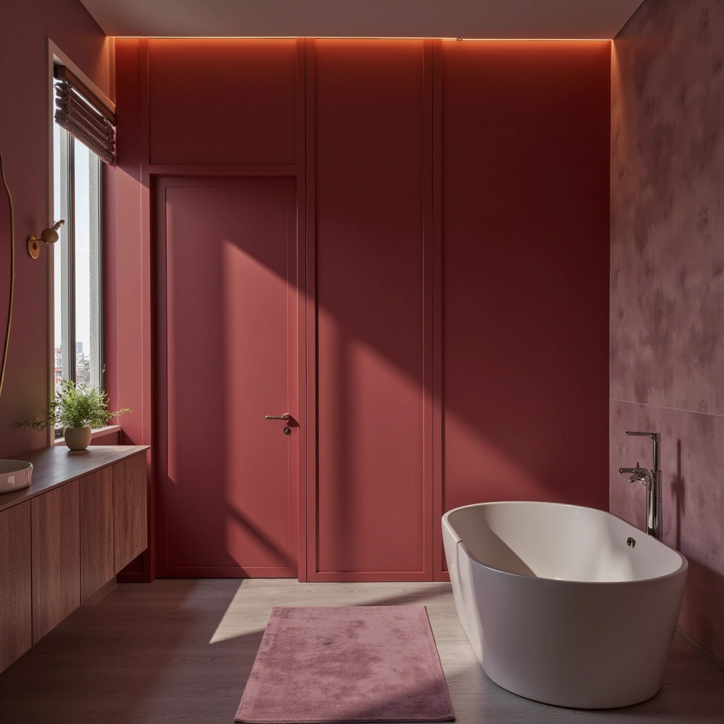 Lavender and Red Bathroom