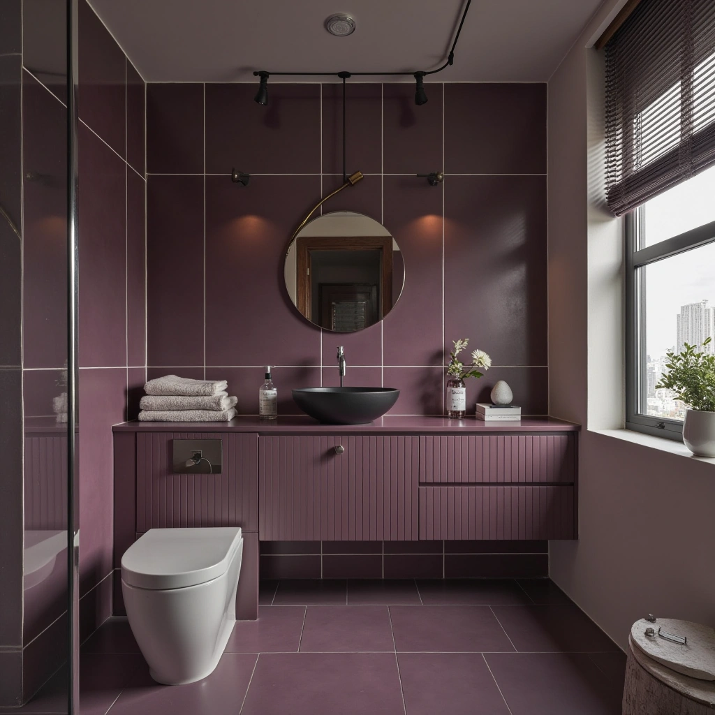 5. Dark Purple Tiles for a Bold Statement