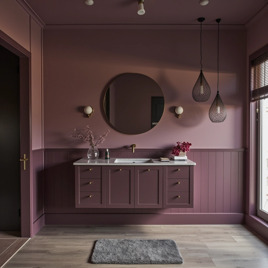 6. Dark Purple Vanity for a Touch of Luxury