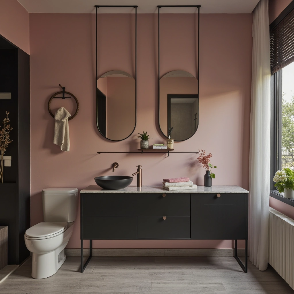 Blush and Black Bathroom