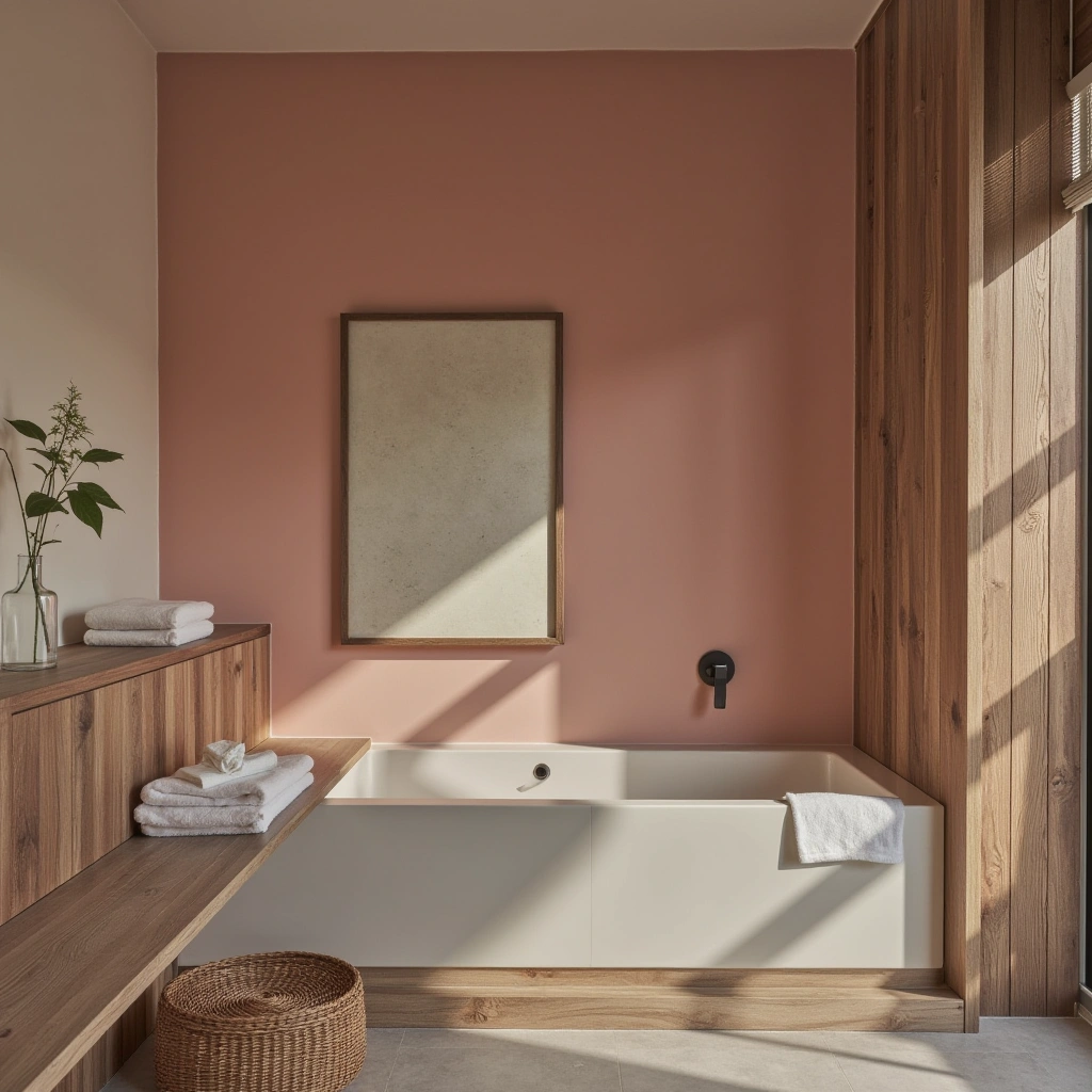 Blush and Wood Bathroom