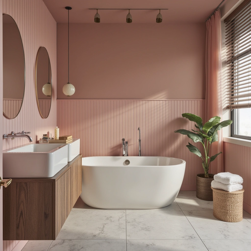 Blush and Metallic Bathroom