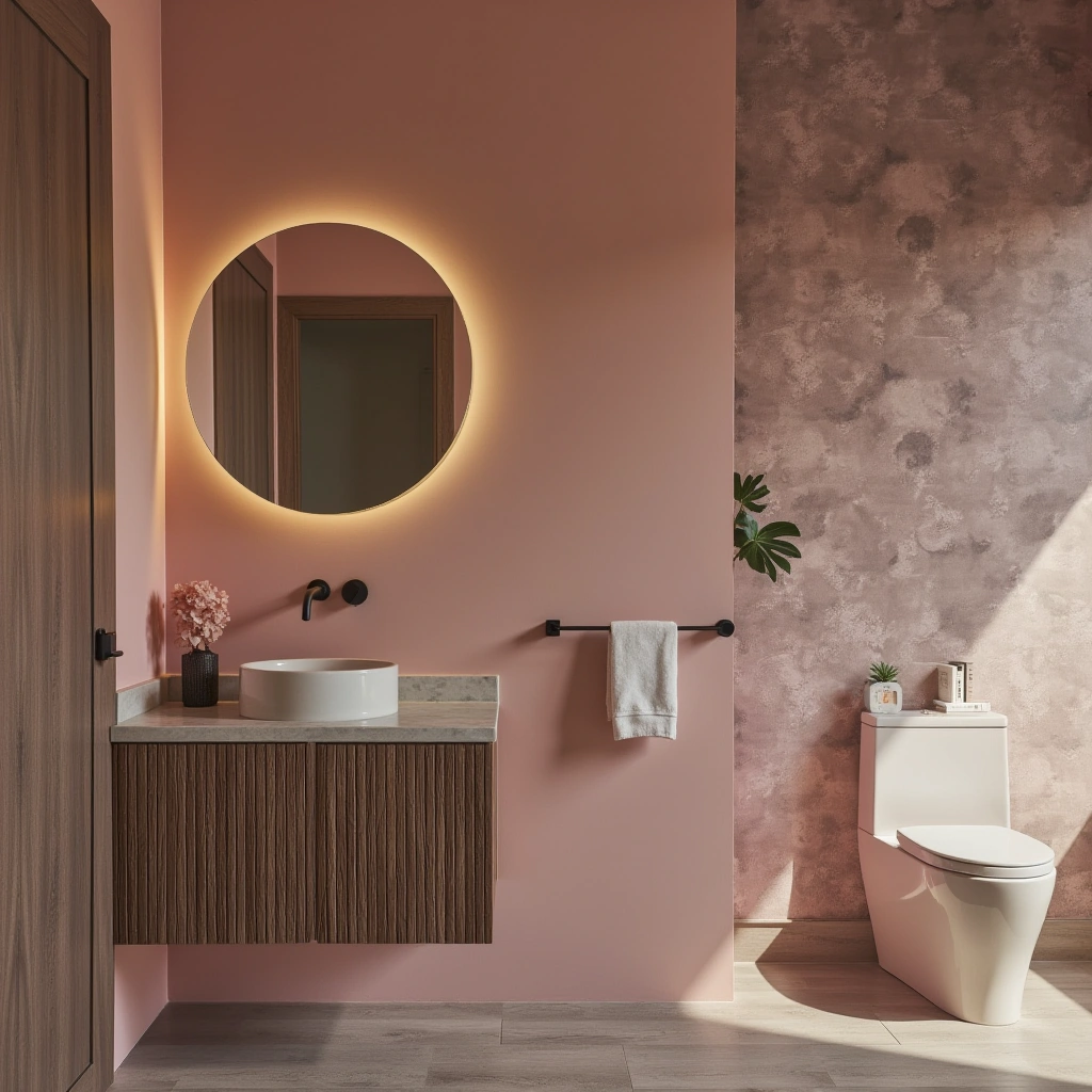 Blush and Textured Bathroom